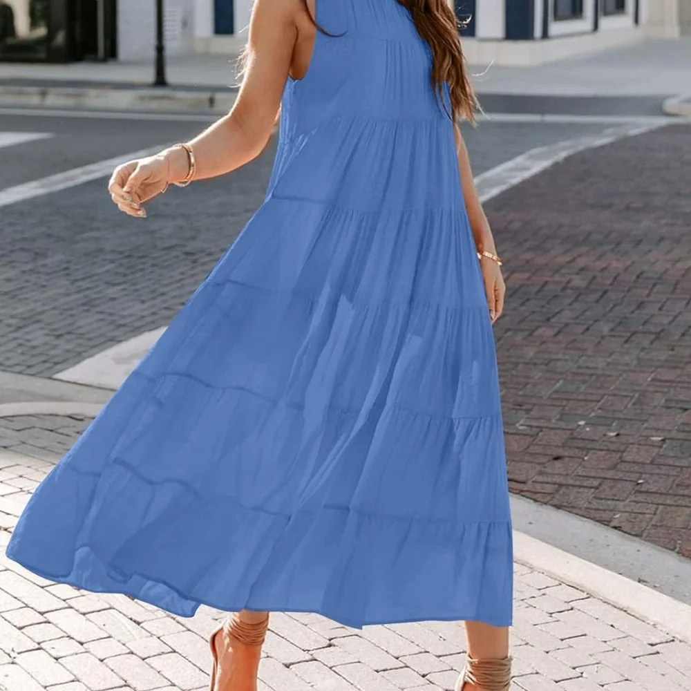 Elegant Blue Maxi Dress - Picture 2 of 5